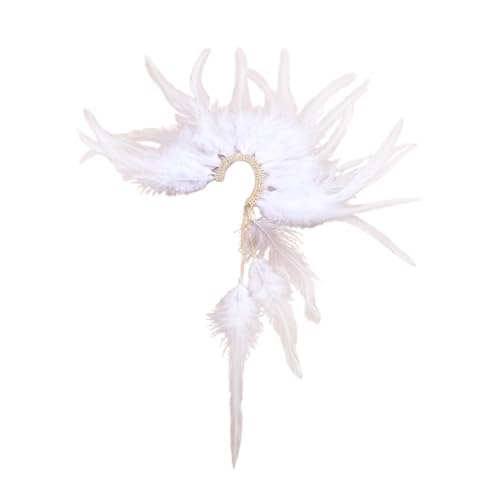 ユニークな羽毛イヤークリップ 羽毛イヤリング 多機能 イヤーカフ ファッション装飾 女性に最適 モダンな衣装 ハンドメイド フェイクフェザー, Gold-color, 説明のとおり, 説明を参照してください。