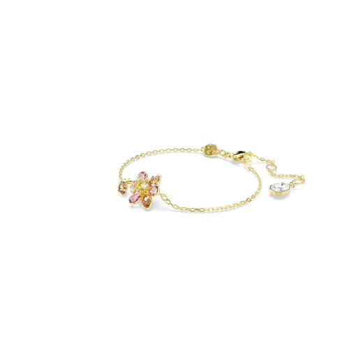 Swarovski Idyllia bracelet, Mixed cuts, Flower, Multicolored, Gold-tone finish2