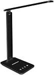 Whicow LED Desk Lamp Eye-Caring Table Lights,5 Lighting Modes & 5 Brightness Levels, Touch Control Adjustable Table lamp with USB Charging Port for Home Office (Black, Basic)