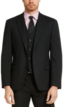 Men's Slim Fit Stretch Solid Suit Jacket Black Size 40