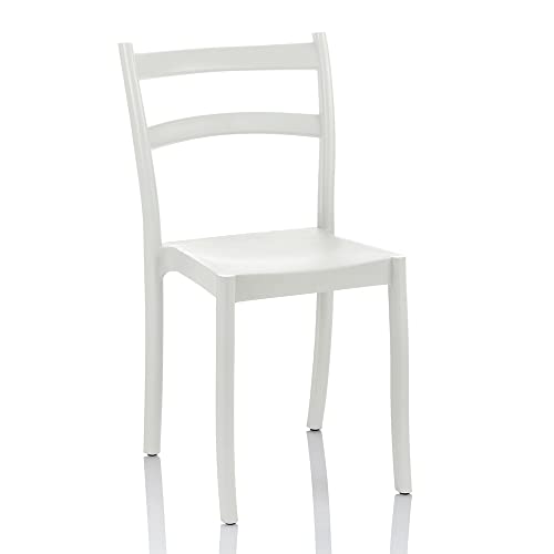 REDÒKASA Sedia in polipropilene CLEO, impilabile, resistente ai raggi UV, design classico, ideale per sala da pranzo, cucina, sala d’attesa, bar, ristoranti o giardino (Bianco, 1)