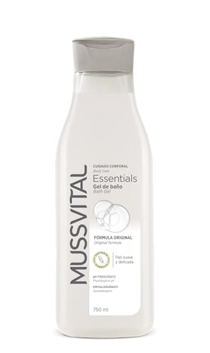 MUSSVITAL Essentials Gel de Baño Original 750 ml, pH 5.5 Fisiológico, con Pantenol, Base Lavante Suave, Limpieza Diaria de la Piel, Higiene Corporal