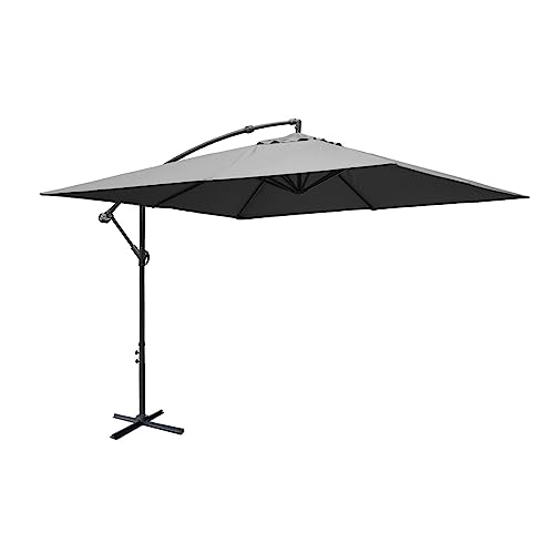 Alice's Garden - Parasol déporté carré 3x3m - Hardelot 3x3m - Gris - Manivelle anti-retour | Toile déperlante | Facile à utiliser