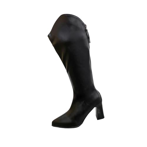 Bottes d'hiver confortables en cuir noir pour marcher sans douleur avec talon épais