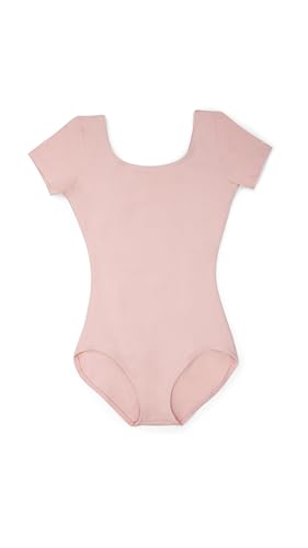 Capezio girls Cotton Short Sleeve athletic leotards, Pink, Toddler 2T-4T US