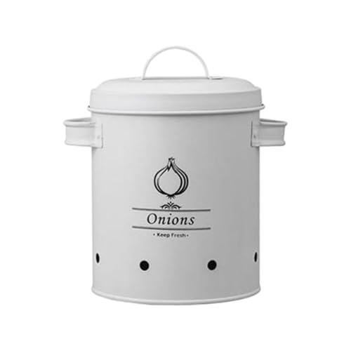 SKKWJEGE Farmhouse Storage Tin Pots Vegetables Storage Bin for Pantry Home Restaurant white onions
