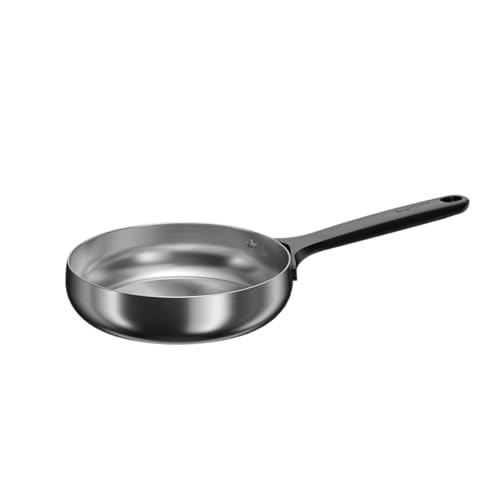 BergHOFF Home Stainless Steel Frying Pan 20cm – PFAS-Free – Universal Pan for All Stove Types – Induction Compatible – Black Frying Pan