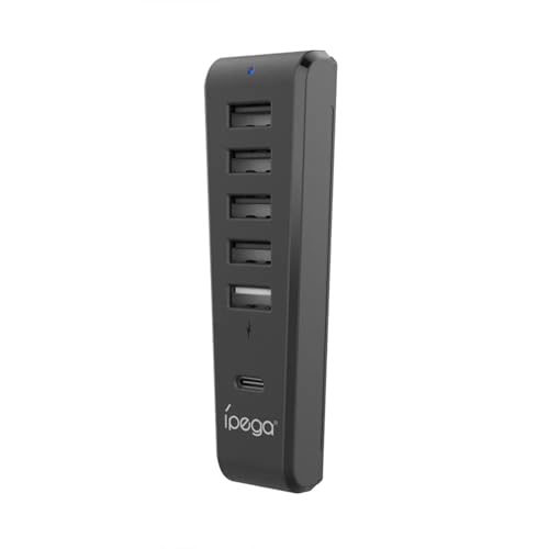 Hub USB 2.0 de Alta Velocidade com 5 Portas e 1 Tipo-C Compatível para Ps5 SLIM Disco e Digital