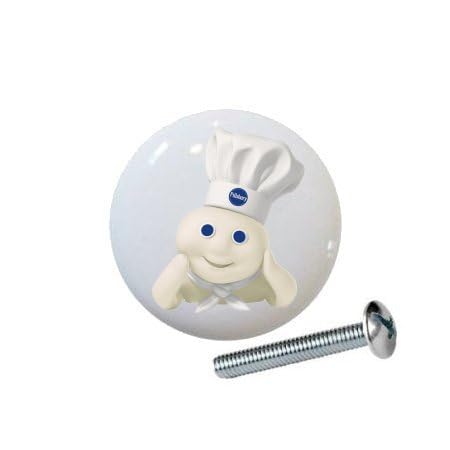Pillsbury Logo Doughboy Various Images on 1.5" DECORATIVE Glossy CERAMIC Dresser Drawer PULLS Cabinet Cupboard KNOBS (03)