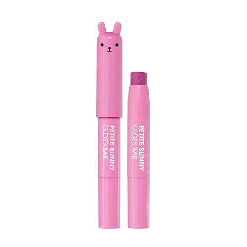 Image of TONYMOLY Petit Bunny Lip Gloss - Tinted Korean Lip Crayon, Juicy Grape | Vitamin E works into a smooth, lipstick-meets-gloss texture to soften and moisturize lips with every swipe