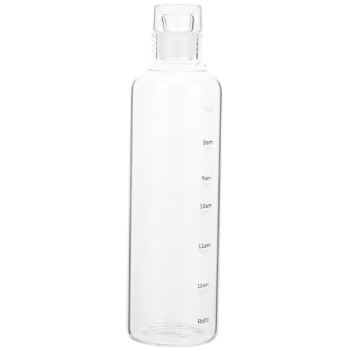 ledmomo 透明大容量果汁水杯 耐熱ボロシリケイトガラス製 スポーツ用携帯飲料ボトル 刻付き 軽量ポータブル フィットネス ジム キャンプ ア