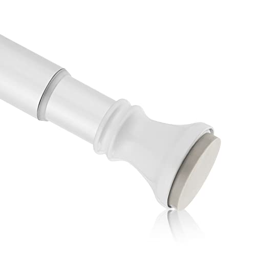 AmazerBath Duschvorhangstange rostbeständig Vorhangstange Verstellbare Federspannung Duschstange für Badezimmer 42-72 Inches weiß Cover