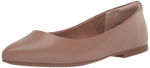 Amazon Essentials Women's Pointed-Toe Ballet Flat, Brown, 8