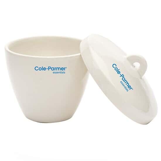 Cole-Parmer Tall-Form Crucible with Cover, Porcelain, 250 mL, 6/pk