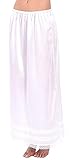 Patricia Lingerie Women's Soft Satin Snip It Half Slip Custom Length Cling Free with Lace Trim, Elastic Waistband (36' 34' Or 32' White X-Large)
