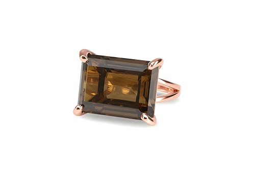 Anneaux artisanaux de créateur avec quartz fumé authentique pour dames