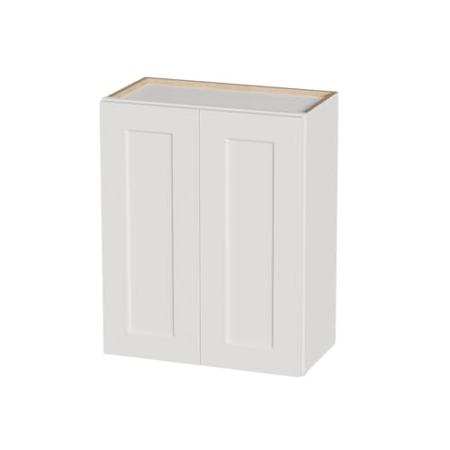 Kisart Laundry Room Cabinets Wall Mounted with Doors & Shelves Solid Wood RTA Medicine Storage Cabinet 24Wx30Hx12D Inch White Shaker Hanging Cupboard Space-Saving for Kitchen Bathroom Garage