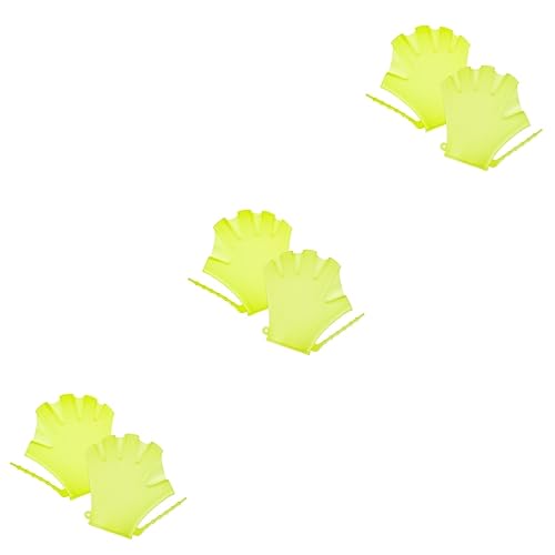 VANZACK 6pcs Silicone Swim Gloves for Boy Girl Webbed Paddles for Water Fitness Training Fluorescent Green Diving Supplies for Boys and Girls Comfortable Swimming Accessories