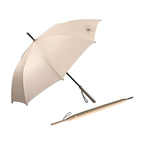SUOLIWENG Auto Open Stick Umbrellas For Girls, Windproof Rain Large Umbrella, UV Protection ≥99%, Multi-color Optional Long Handle For Women, Sunny And Rainy Travel Umbrella. (Color : Beige) Cover