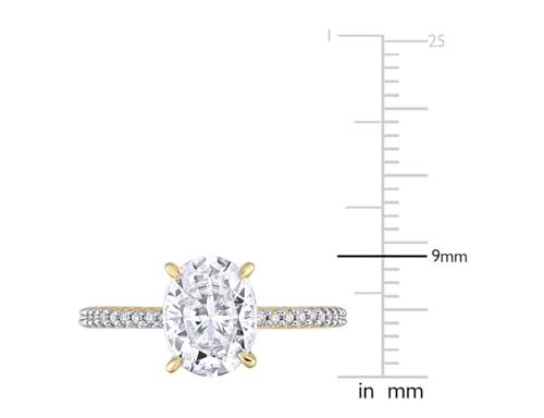 2.00 Carat (ctw) Lab-Created Oval Moissanite Solitaire Engagement Ring 14K Yellow Gold with Diamonds2
