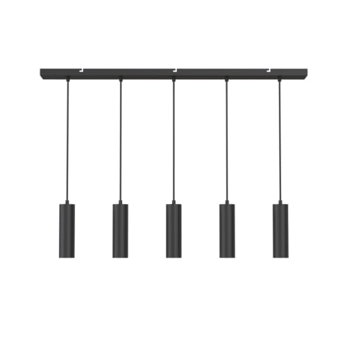 CALEX Pendelleuchte GU10, 5-flammig, Zylinder aus Aluminium, Höhenverstellbar, Matt Schwarz