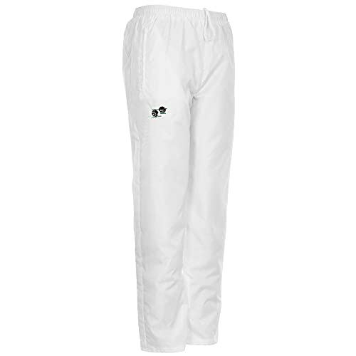 Mega_JumbleSale® Mens Bowling Jacket Waterproof Windproof Hooded Jackets Fleece Lined Body Warmer Lawn Bowls Club Waterproof Pants Outerwear Tops (L, White Trouser, l)
