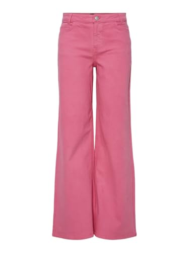 PIECES Pcsvala MW Wide Jeans Femme coupe droite évasée taille mi-haute