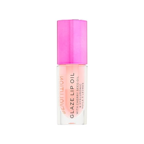 Image of Revolution Beauty, Glaze Lip Oil, Hydrating & Nourishing Formula, Infused with Vitamin E & Hyaluronic Acid, Glam Pink, 4.6 ML