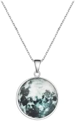 Glow In The Dark Moon Pendant Glass Alloy 19Mm Necklace For Unisex Adult (Pack Of 1)