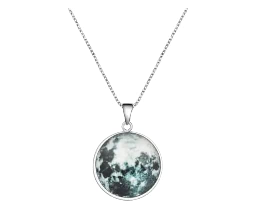 Elegant Attire ClubGlow In The Dark Moon Pendant Glass Alloy 19Mm Necklace For Unisex Adult (Pack Of 1)
