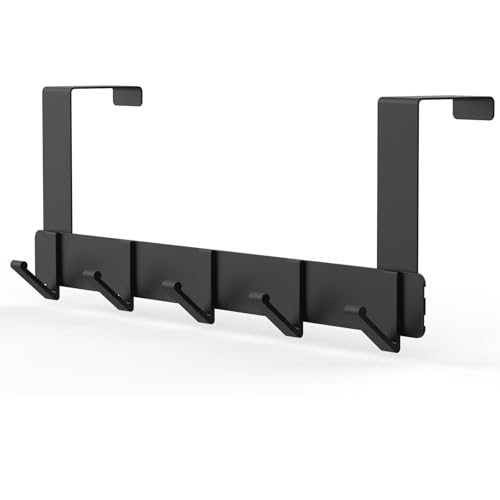 Bponyen attaccapanni per porta con 6 ganci in metallo, salvaspazio appendino da porta, che possono essere appesi alle ante senza forare, gancio per porta, per ingresso come sostegno per interni