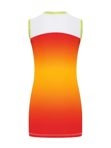 YEAHDOR Kids Girls Tennis Dress Golf Athletic Outfit Gradient Color Sleeveless Workout Sport Dress4