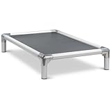 Kuranda Chewproof Elevated Dog Bed - Silver Aluminum - 35" x 23" - Heavy Duty Vinyl - Smoke