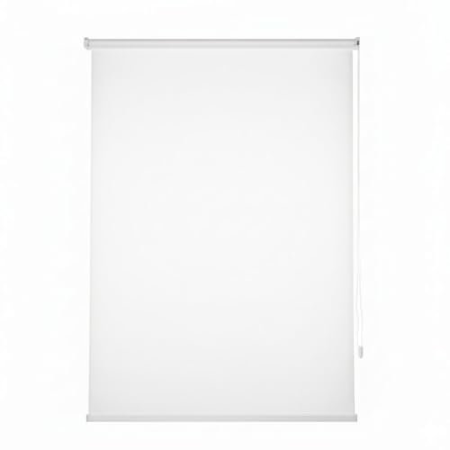 Estor Enrollable Opaco Liso, Cortina Blackout para Dormitorio y Salón, Bloqueo Total de Luz, Aislante Térmico, Tejido 200gr/m2 (Blanco, 150X200CM)