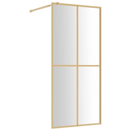 vidaXL Paroi de douche avec verre ESG transparent doré 90x195 cm, paroi de douche, parois de douche, cabine de douche, cloison de douche