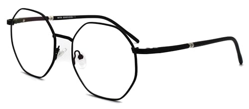 Gafas hexagonales de metal con lentes transparentes y montura ultra ligera