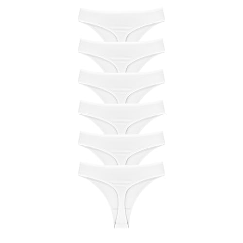 Image of High Waist Cotton Thongs Women Cotton Rib Thongs Panties 6pcs | Wironoat High Waist Cotton Thongs Women Cotton Rib Comfortable Soft Thongs Panties Pack 6