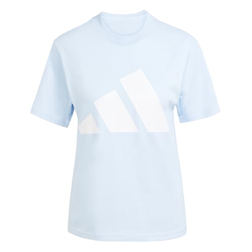 Image of adidas Women's Essentials Big Logo Cotton Shirt, Glow Blue/White, XS