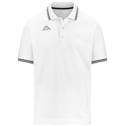 Polo Kappa homme en coton blanc et marine modèle Logo MALTAX 5 MSS en taille L