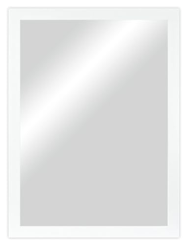 CHELY INTERMARKET MOD128 Espejo Pared Vertical Decorativo Grande Estilo Moderno Marco Madera Cuerpo Entero Elegante 60x90 cm Blanco Liso Ideal Recibidor Dormitorio Baño Incluye Kit Montaje