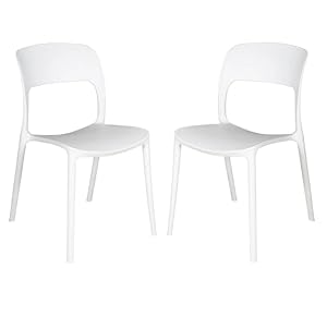 eacommerce Set 2 Sedie in polipropilene impilabili da giardino bar ristoranti Patio da esterno e interno Design Cucina (Set 2 Sedie, Bianco) Bianco Set 2 Sedie