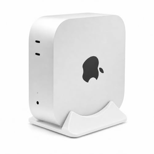 Image of Azoth Vertical Stand for Mac mini M4 / M4 Pro - White | Space-Saving Upright Holder with Full Rear Port and Easy Access to Power Button | All M4 Models Supported