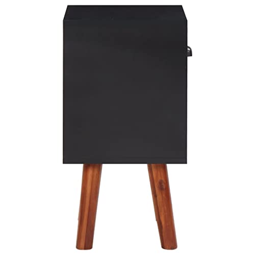 Table de nuit en bois avec tiroir et étagère de rangement marron et noir - 6