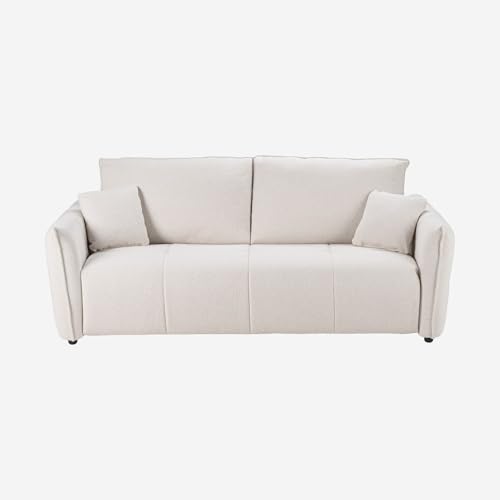 Habitat - Canapé Convertible 2 Places - Couchage 140 cm - Matelas 13 cm - Tissu Bouclette Tolfa - Crème Boston