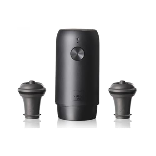 Vacu Vin Ahorro de vino eléctrico, con 2 tapones, tapón de vacío recargable, ideal para conservar hasta 40 botellas, perfecto para el hogar, la cocina y cualquier ocasión, incluye caja de regalo