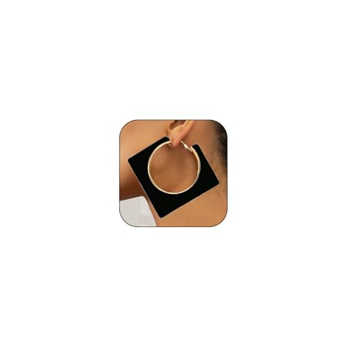 Acrylic Hoop Earrings for Women Large Square Neon Dangle Drop Earrings Statement Geometric Vintage Party Jewelry