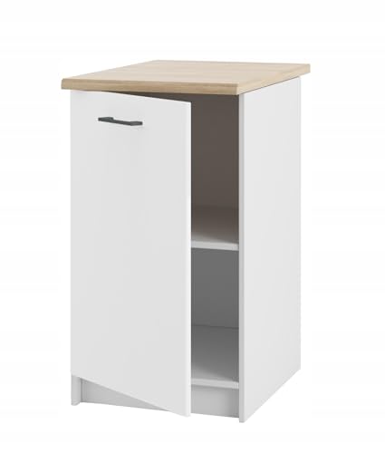 Laclar Stehender Küchenschrank mit Türen und Arbeitsplatte – 45 cm Breite - universell einsetzbar - mit robustem Material - einfach zu montieren ideal für kleine Küchen zur optimalen Stauraumnutzung