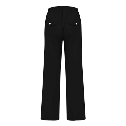 Mens Linen Pants Big and Tall Loose Fit Elastic Waist Lightweight Drawstring Summer Beach Yoga Pants Trousers3