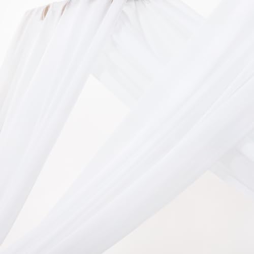 Image of MLMC White Sheer Wedding Arch Draping Fabric 1 Panel 29 inch x 20 FT Extra Long Airy Gauze Drapes Backdrop Curtains 6.6 Yards Light Weight Outdoor Drapery Panels for Wedding Ceremony Church Events Decor