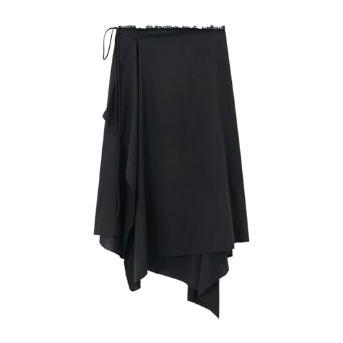 Women’s Spring Cotton A-Line Midi Skirt, High-Waisted Casual Long Skirt